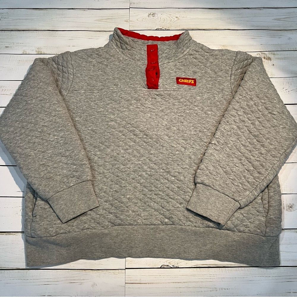 NFL Kansas City Chiefs Gray Quilted Women’s Sweater Sz XXL